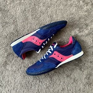 Saucony Jazz Low Pro Suede Lifestyle/Track Sneakers Blue/Pink Size 7.5 Womens